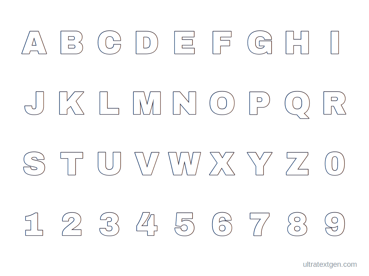 Buchstaben zum Ausdrucken, Vorlagen A–Z & 0–9: Vorschau der Druckvorlage