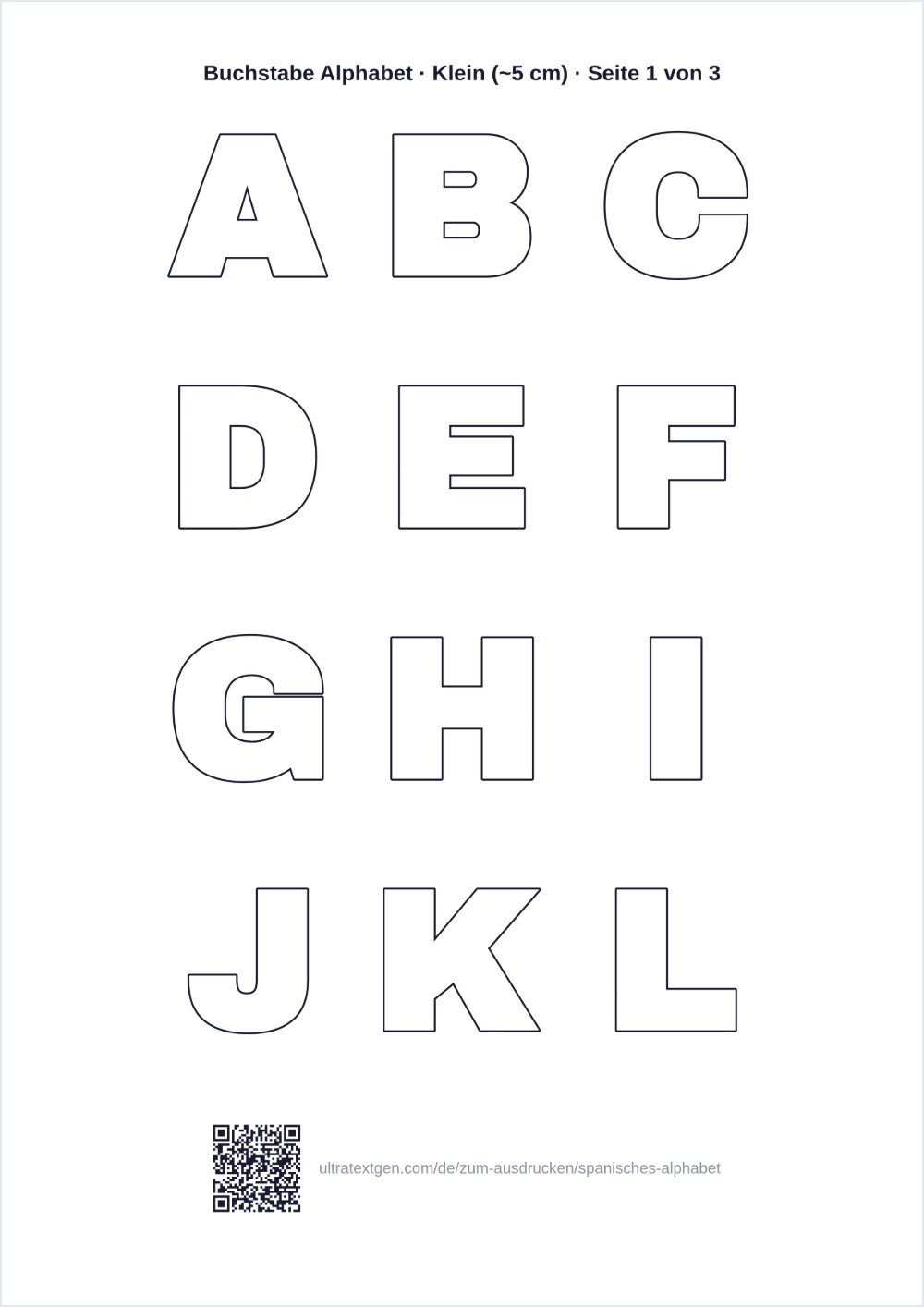 Spanisches Alphabet zum Ausdrucken, A–Z & Ñ: Vorschau der Druckvorlage