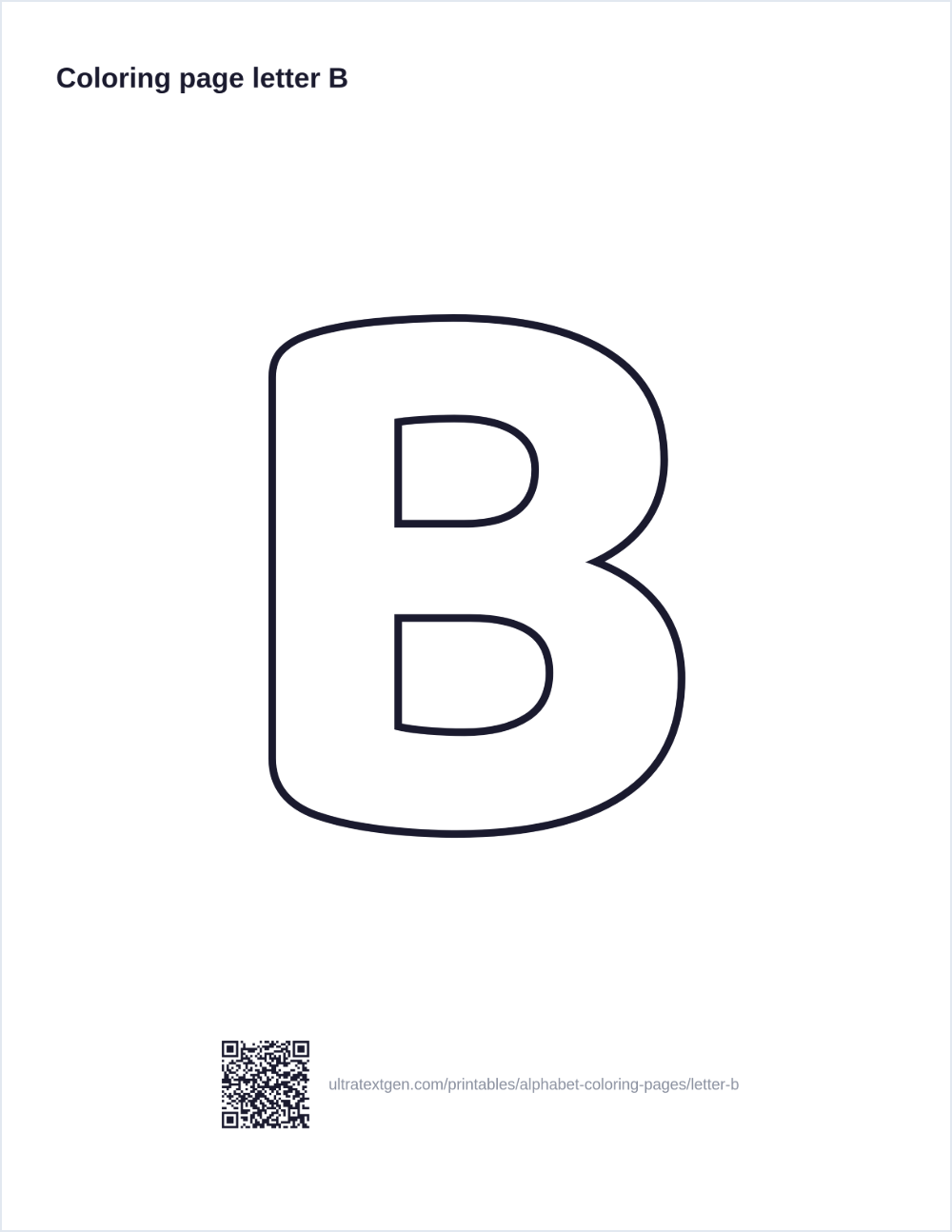 Letter B coloring page: large outline letter to print and color in