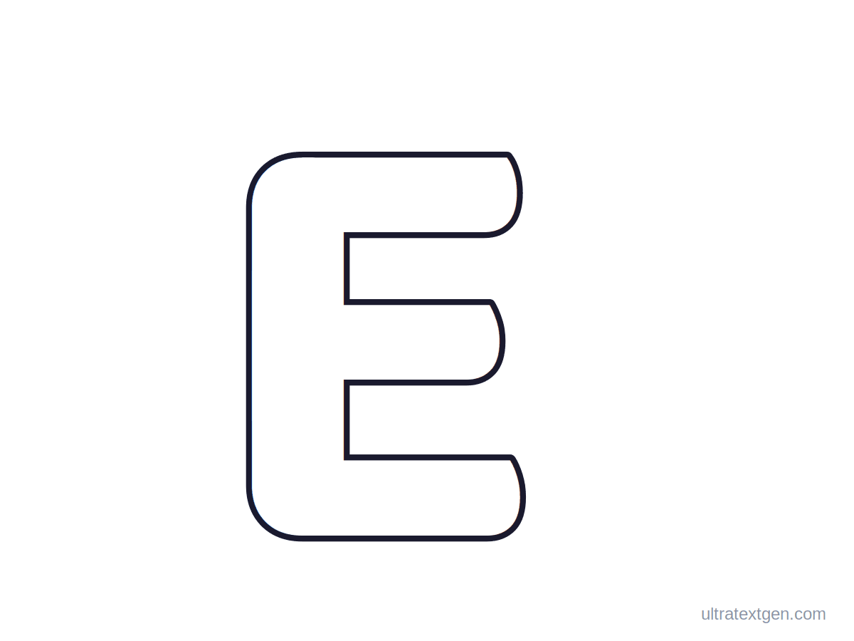 Letter E coloring page: large outline letter to print and color in