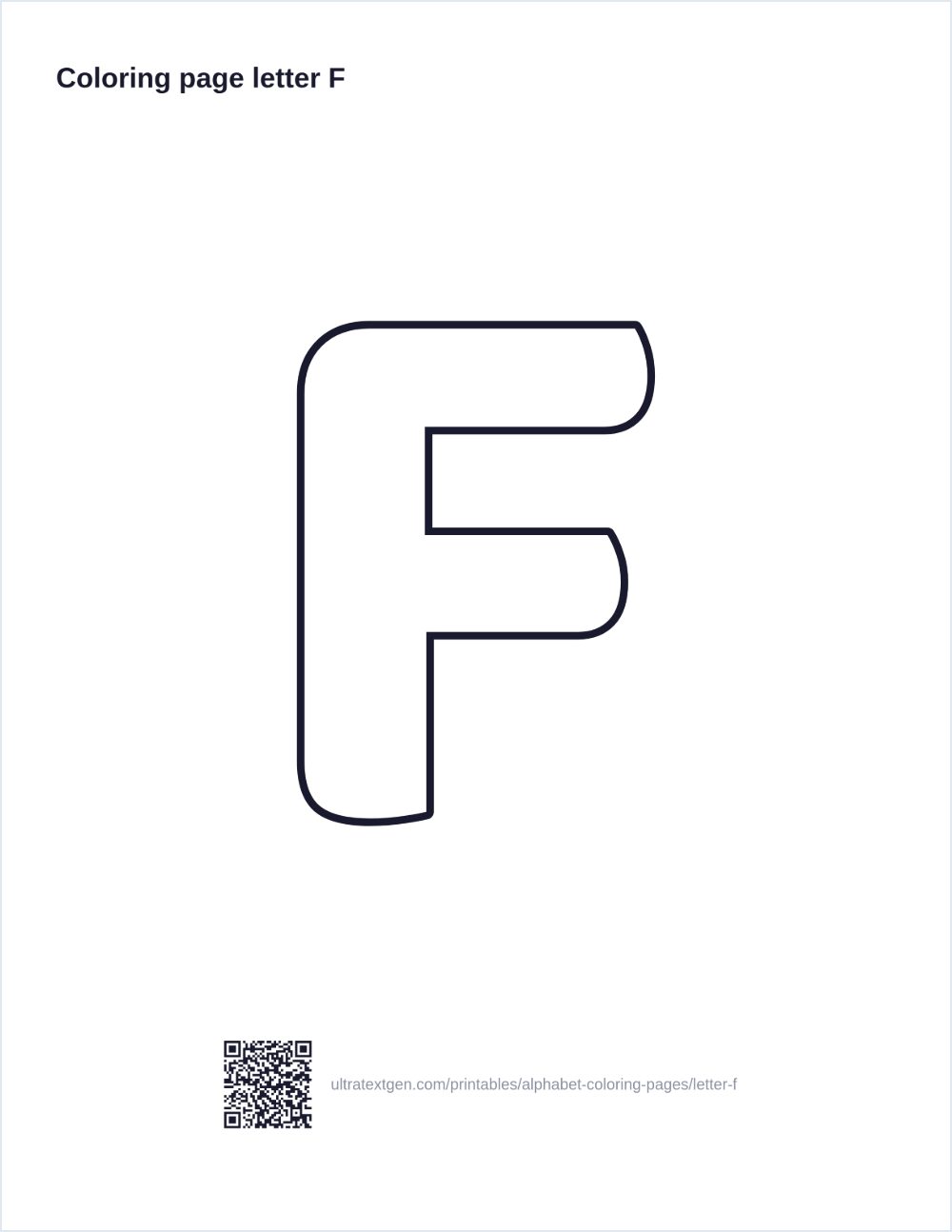 Letter F coloring page: large outline letter to print and color in