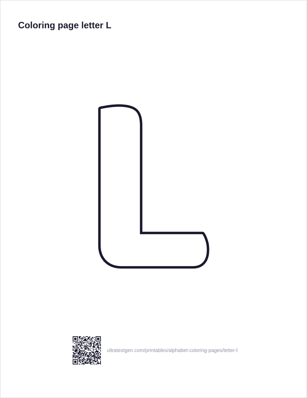 Letter L coloring page: large outline letter to print and color in