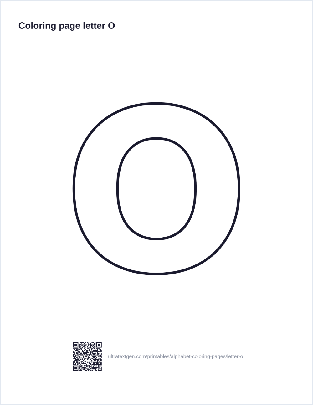 Letter O coloring page: large outline letter to print and color in
