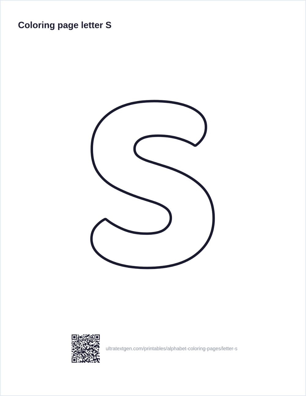Letter S coloring page: large outline letter to print and color in