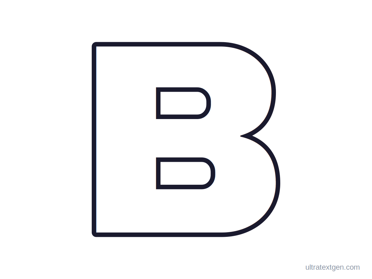 Printable block letter B stencil: hollow outline to print, trace and cut out
