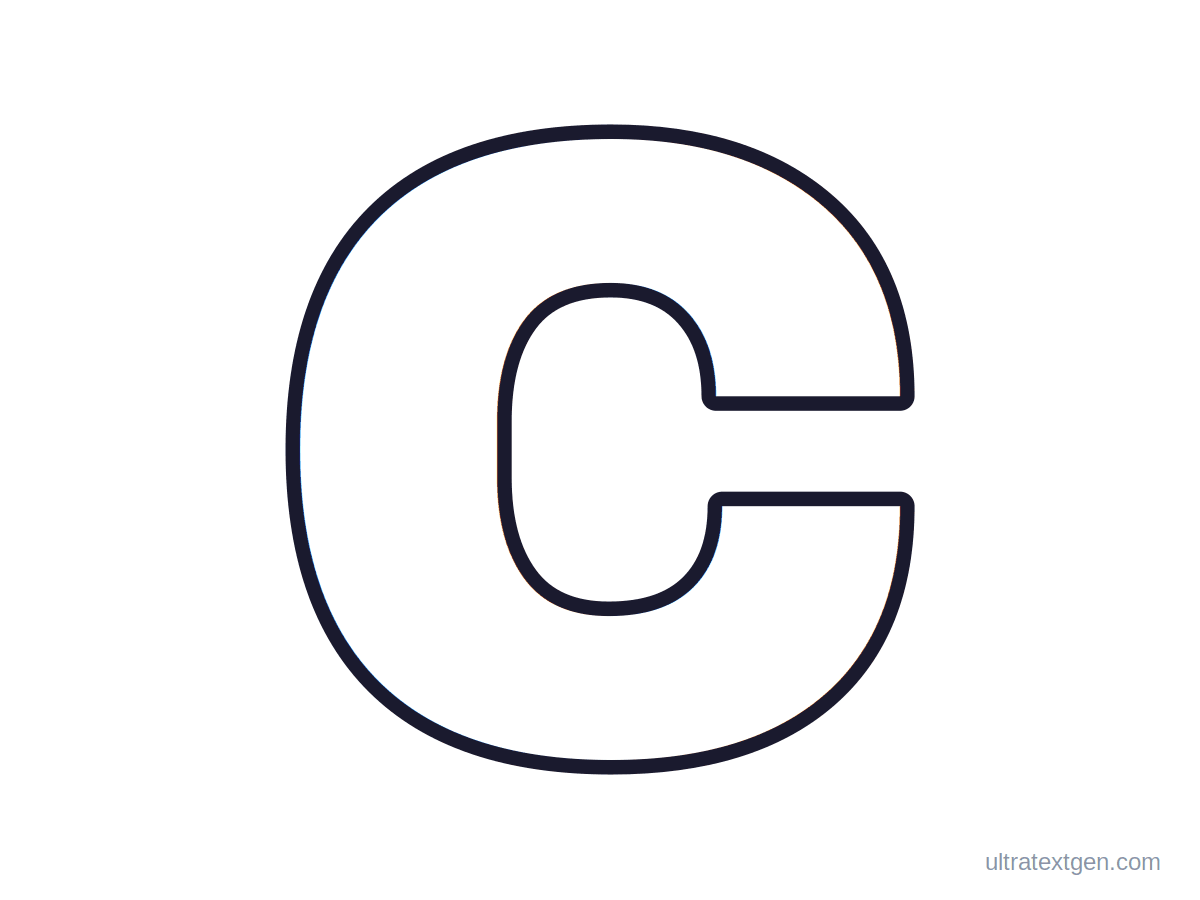 Printable block letter C stencil: hollow outline to print, trace and cut out