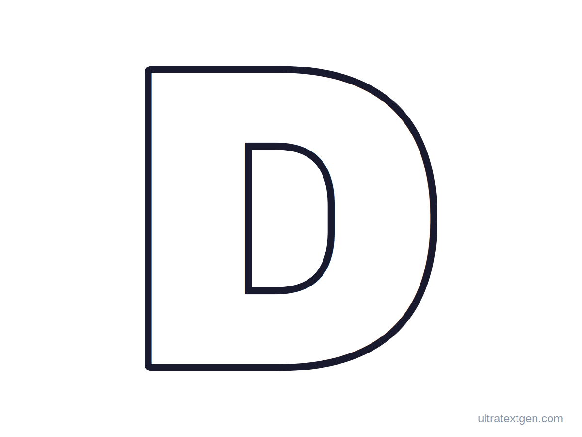 Printable block letter D stencil: hollow outline to print, trace and cut out