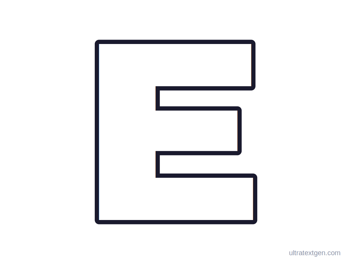 Printable block letter E stencil: hollow outline to print, trace and cut out