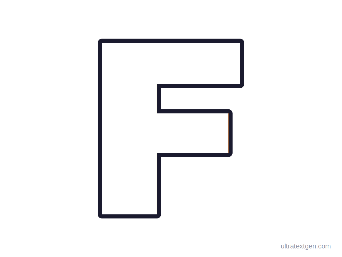 Printable block letter F stencil: hollow outline to print, trace and cut out