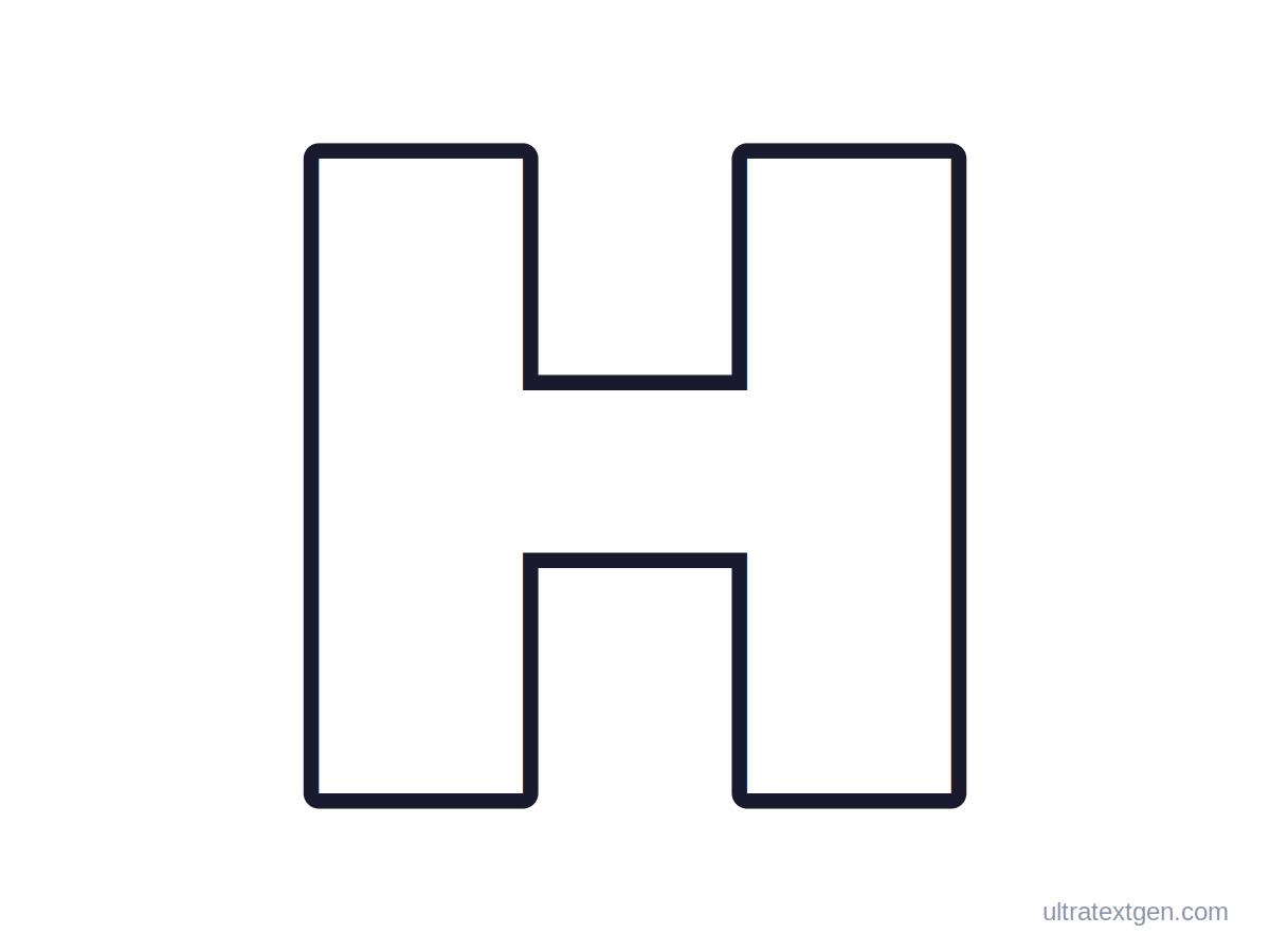 Printable block letter H stencil: hollow outline to print, trace and cut out