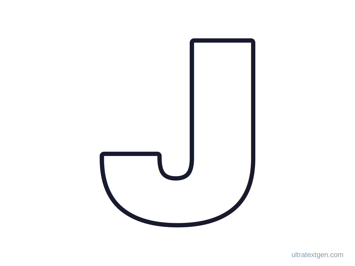 Printable block letter J stencil: hollow outline to print, trace and cut out