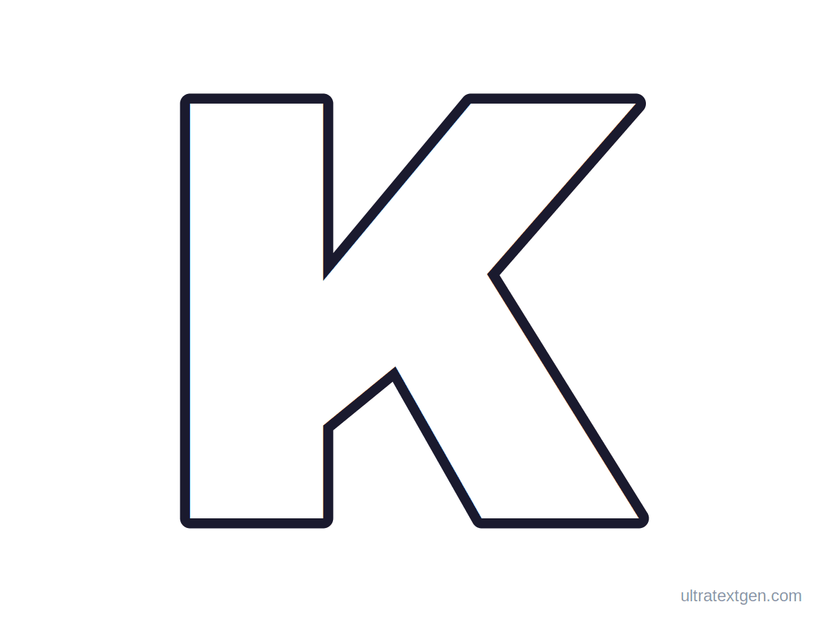 Printable block letter K stencil: hollow outline to print, trace and cut out