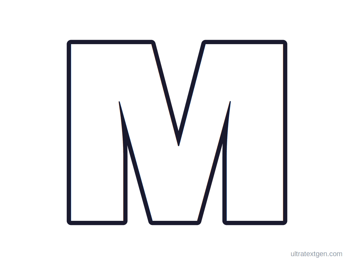 Printable block letter M stencil: hollow outline to print, trace and cut out