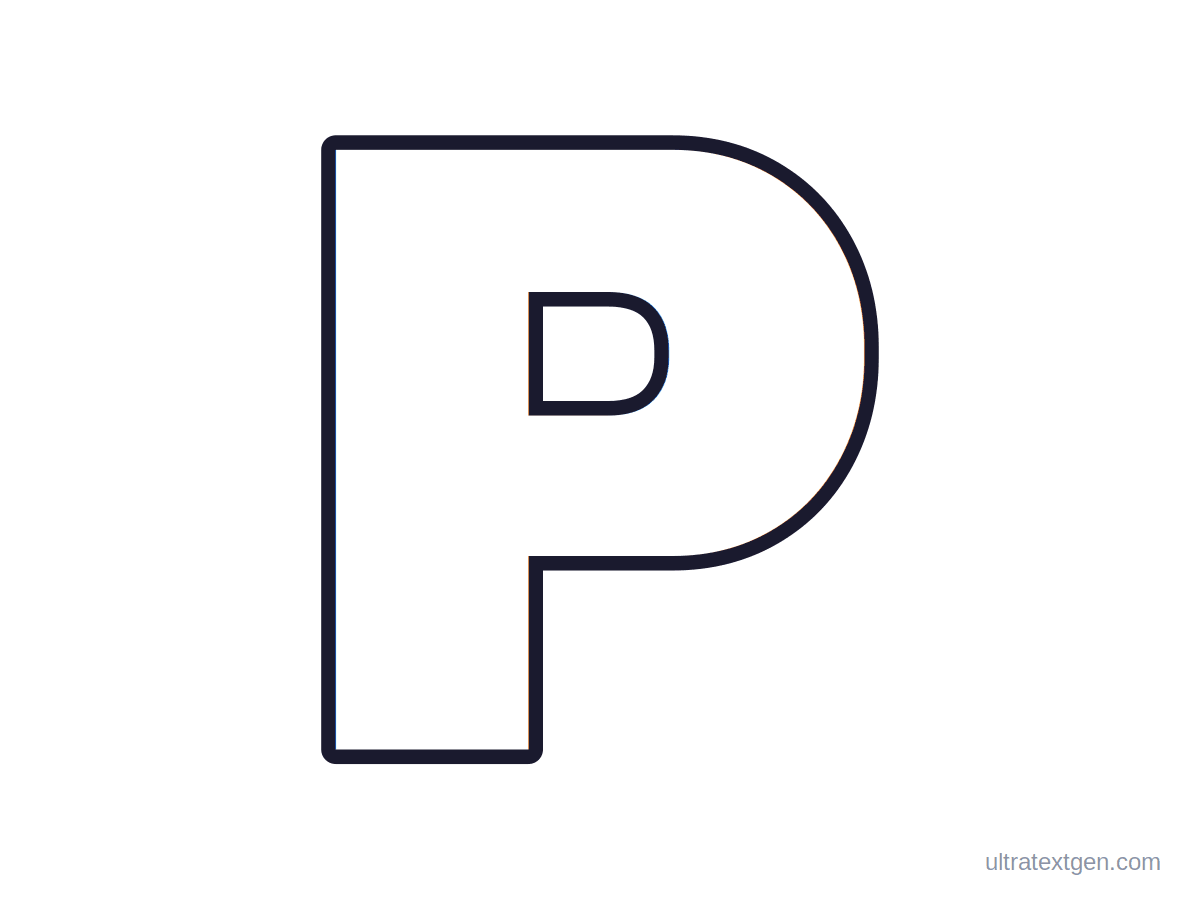 Printable block letter P stencil: hollow outline to print, trace and cut out