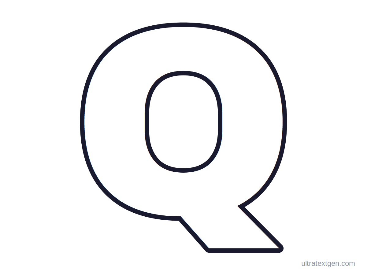 Printable block letter Q stencil: hollow outline to print, trace and cut out