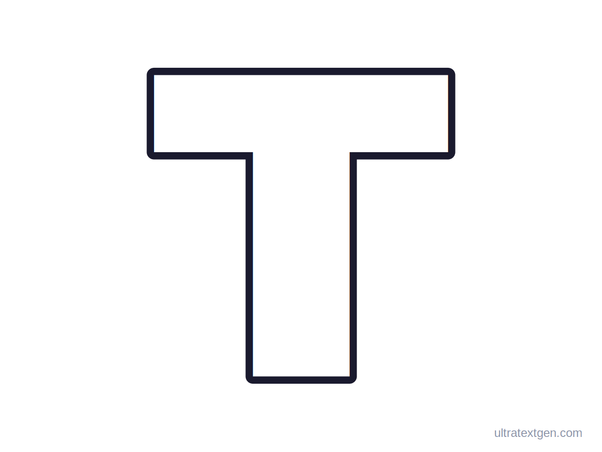 Printable block letter T stencil: hollow outline to print, trace and cut out