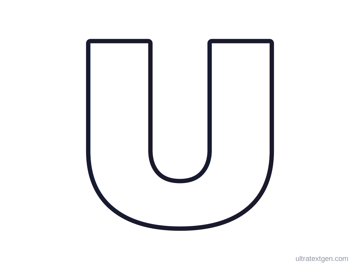 Printable block letter U stencil: hollow outline to print, trace and cut out