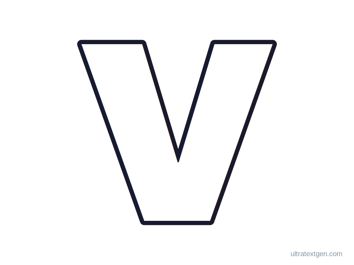 Printable block letter V stencil: hollow outline to print, trace and cut out