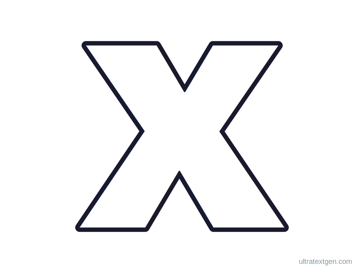 Printable block letter X stencil: hollow outline to print, trace and cut out