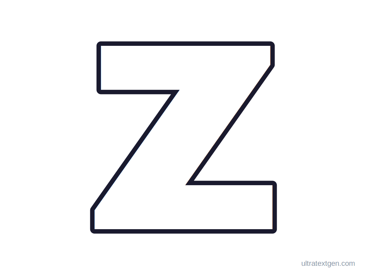 Printable block letter Z stencil: hollow outline to print, trace and cut out