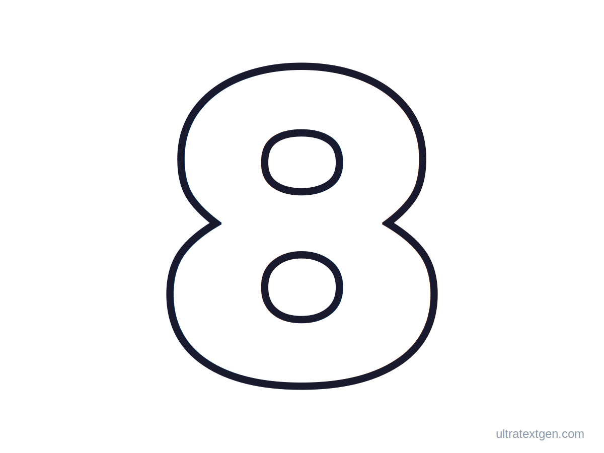 Printable block number 8 stencil: hollow outline to print, trace and cut out