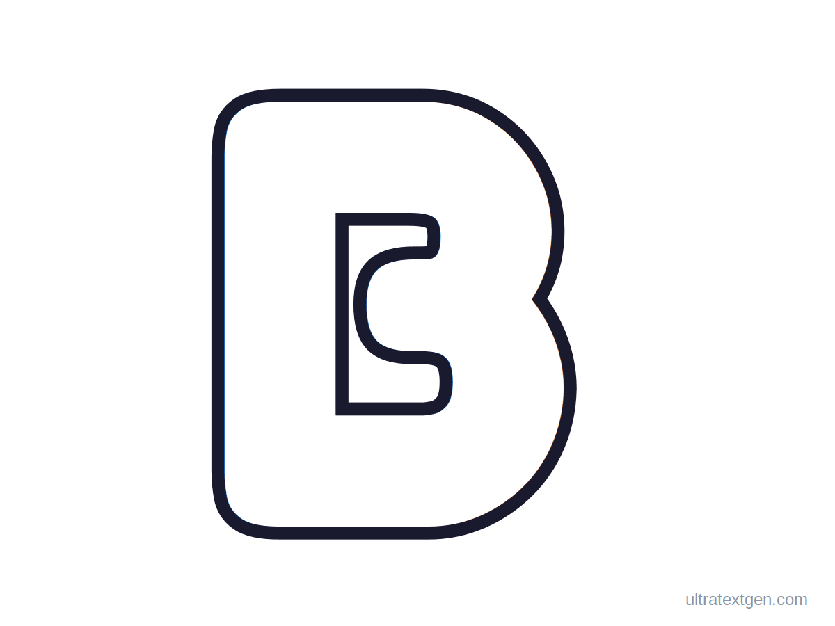 Printable bubble letter B: puffy hollow outline to print, trace and color in