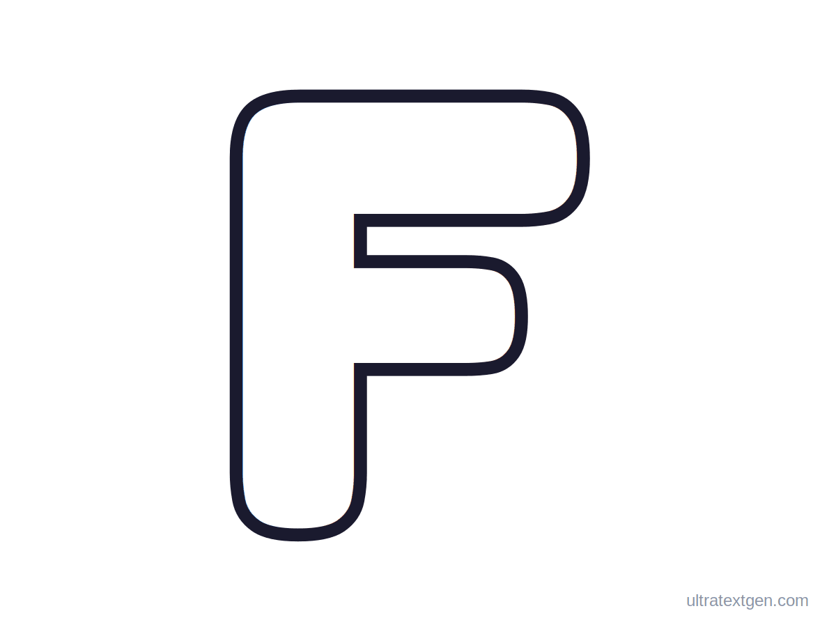 Printable bubble letter F: puffy hollow outline to print, trace and color in