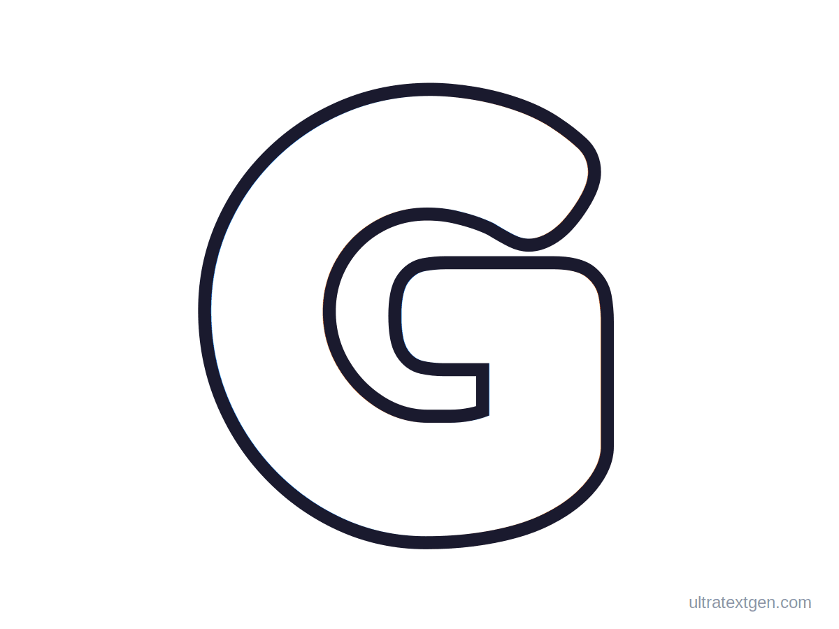 Printable bubble letter G: puffy hollow outline to print, trace and color in