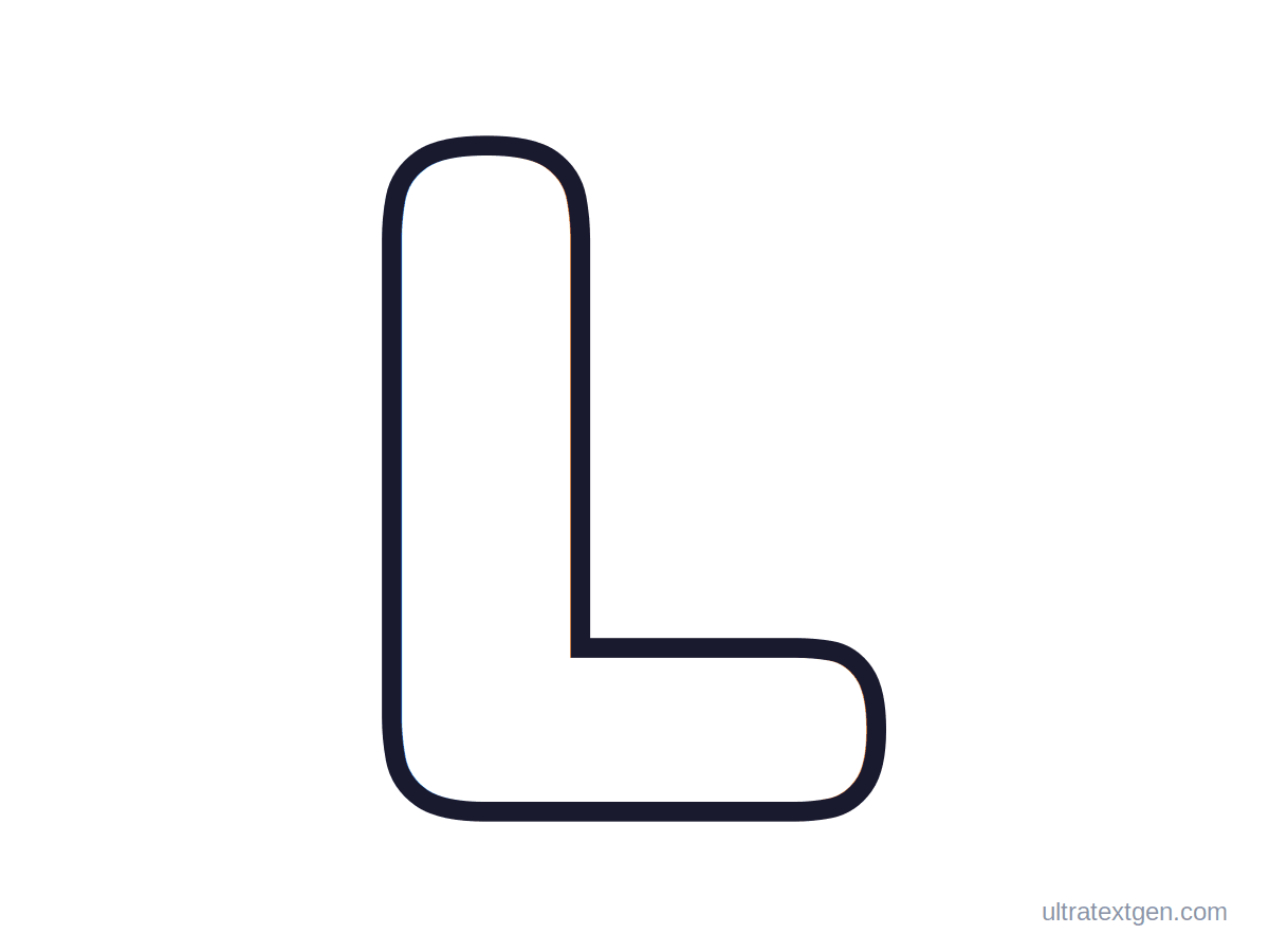 Printable bubble letter L: puffy hollow outline to print, trace and color in
