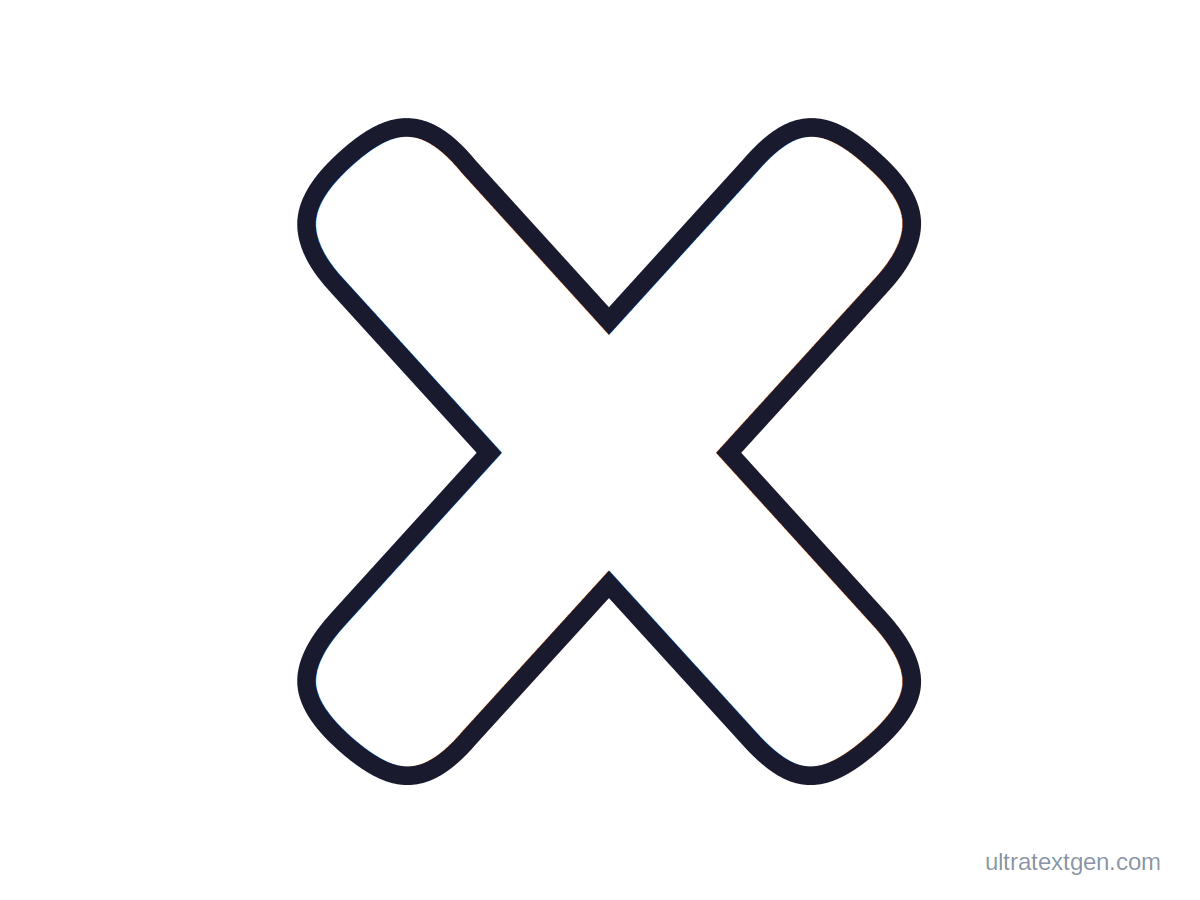 Printable bubble letter X: puffy hollow outline to print, trace and color in
