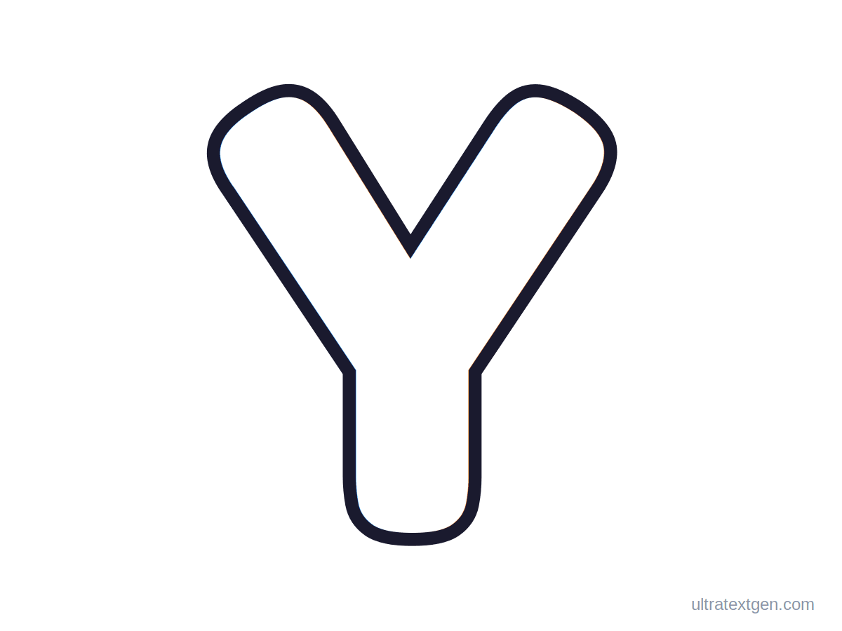 Printable bubble letter Y: puffy hollow outline to print, trace and color in