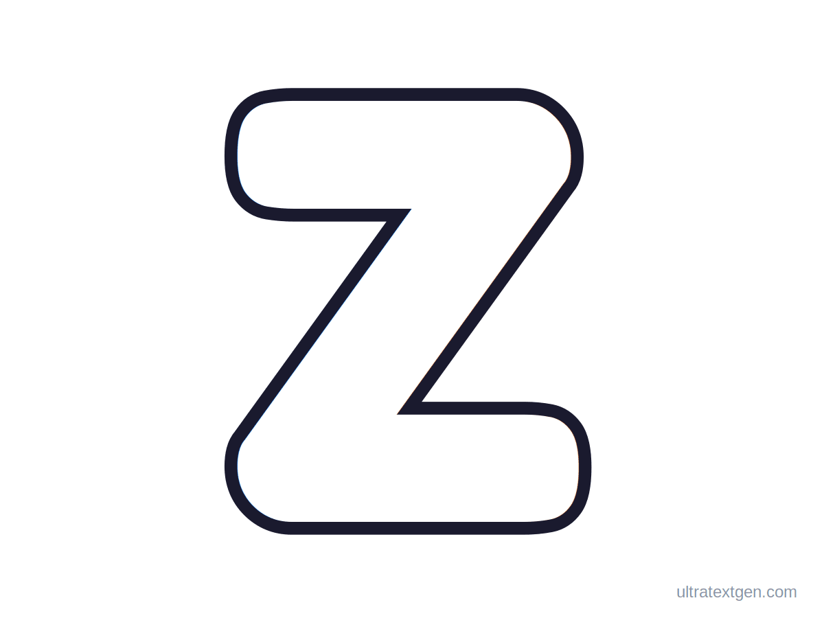 Printable bubble letter Z: puffy hollow outline to print, trace and color in