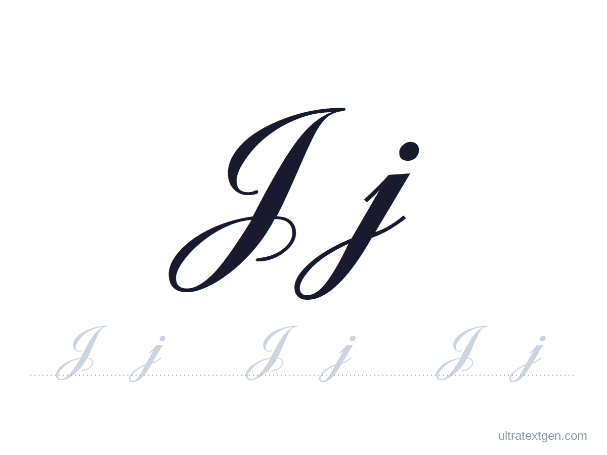 Cursive letter J practice sheet: uppercase and lowercase model with a lighter trace row
