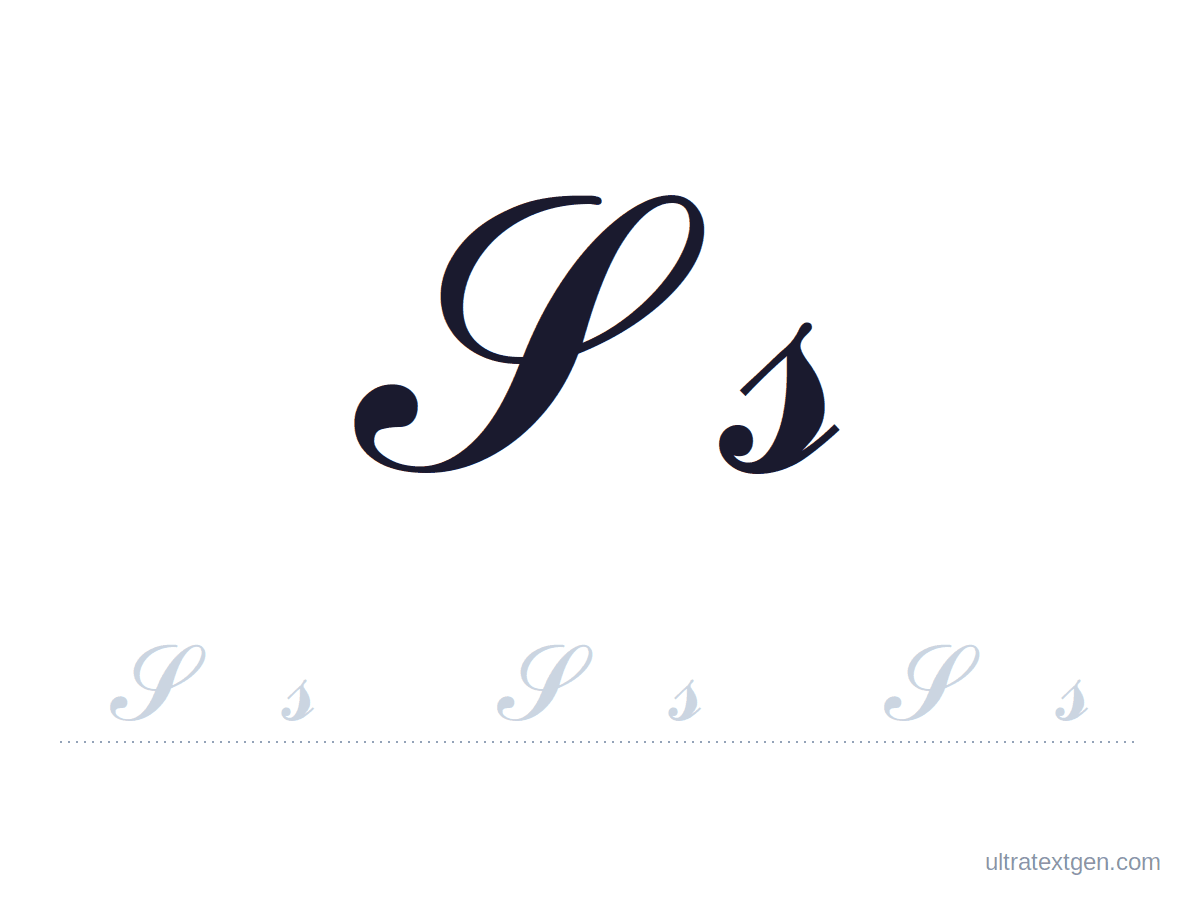 Cursive letter S practice sheet: uppercase and lowercase model with a lighter trace row
