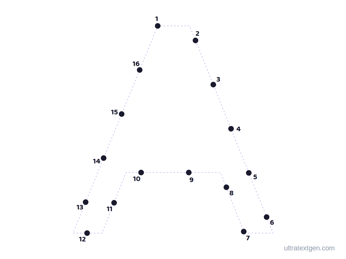Letter A dot to dot: numbered dots to connect that reveal the letter