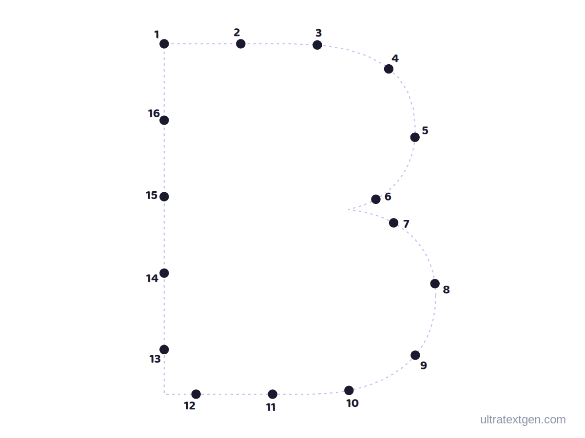 Letter B dot to dot: numbered dots to connect that reveal the letter