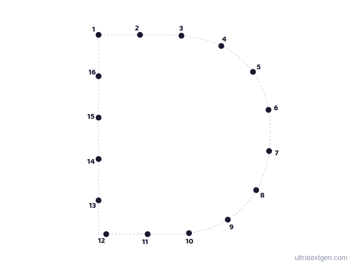 Letter D dot to dot: numbered dots to connect that reveal the letter