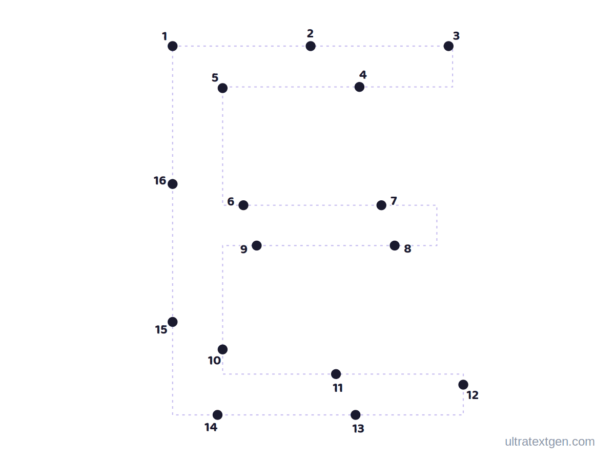 Letter E dot to dot: numbered dots to connect that reveal the letter