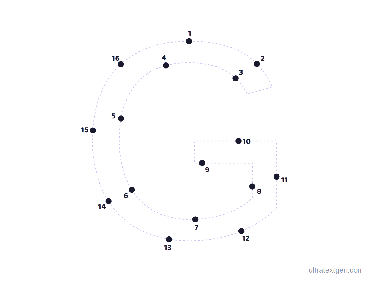 Letter G dot to dot: numbered dots to connect that reveal the letter