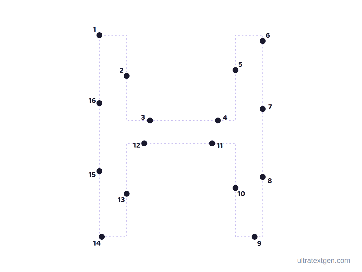 Letter H dot to dot: numbered dots to connect that reveal the letter