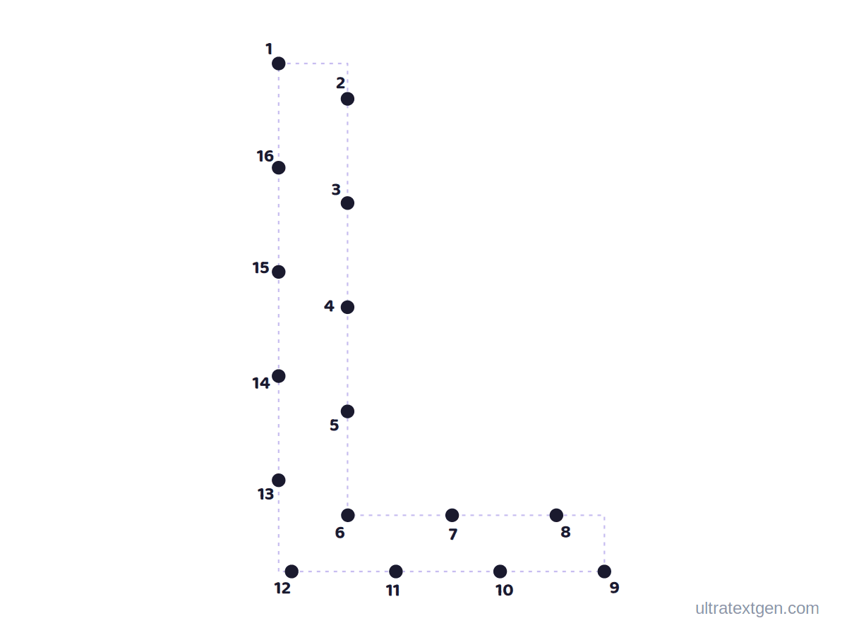 Letter L dot to dot: numbered dots to connect that reveal the letter