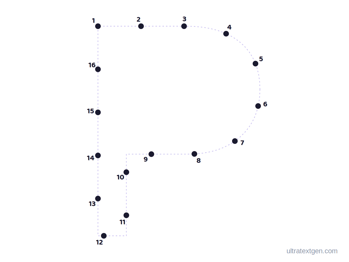 Letter P dot to dot: numbered dots to connect that reveal the letter