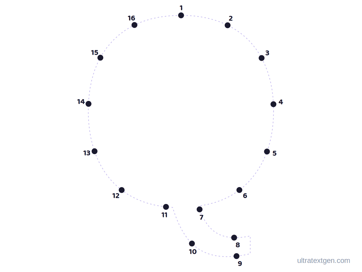 Letter Q dot to dot: numbered dots to connect that reveal the letter