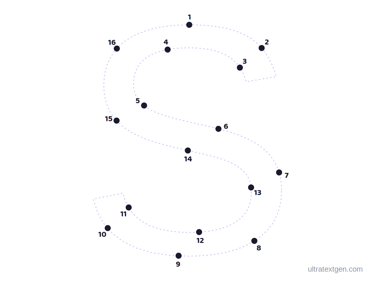 Letter S dot to dot: numbered dots to connect that reveal the letter