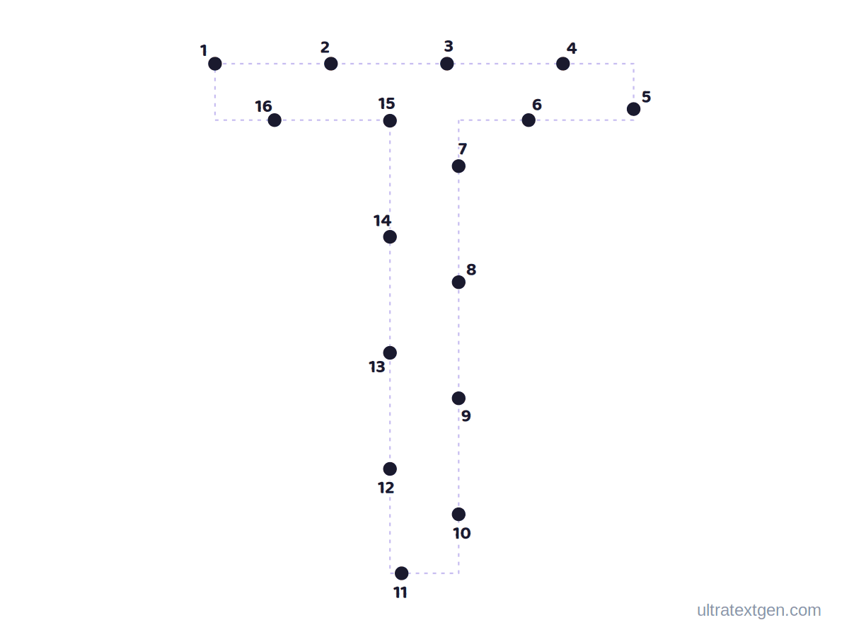 Letter T dot to dot: numbered dots to connect that reveal the letter