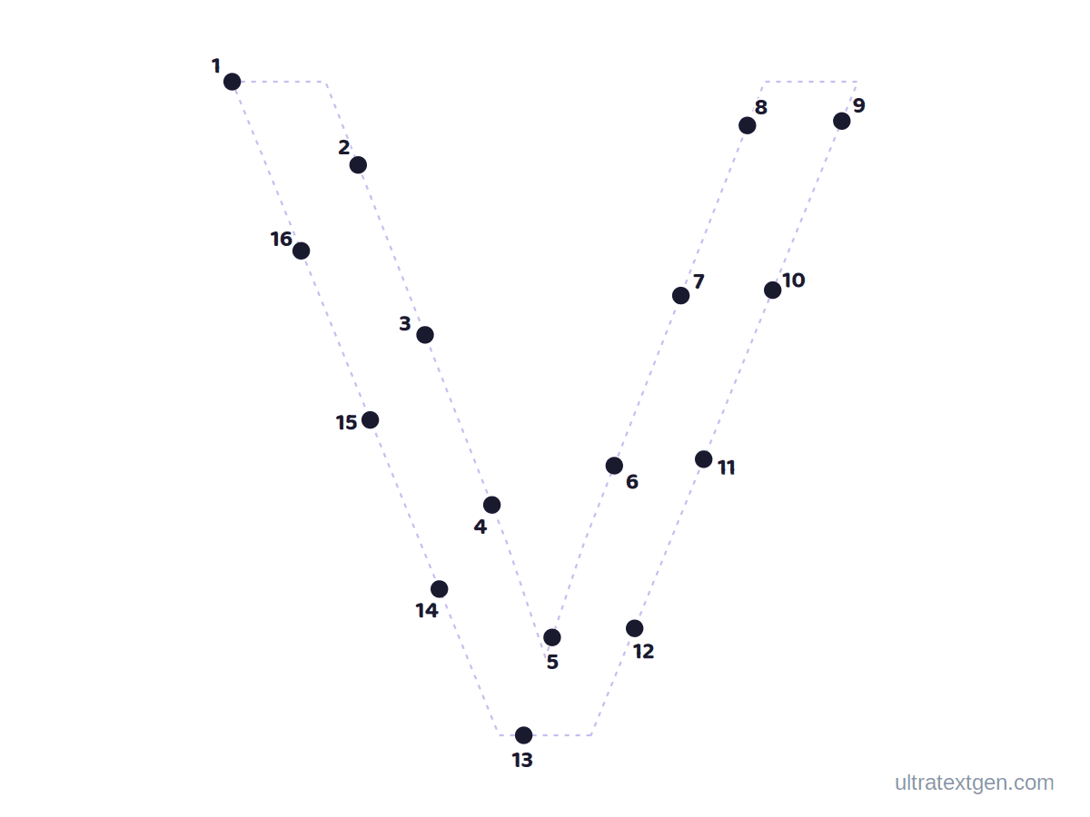Letter V dot to dot: numbered dots to connect that reveal the letter