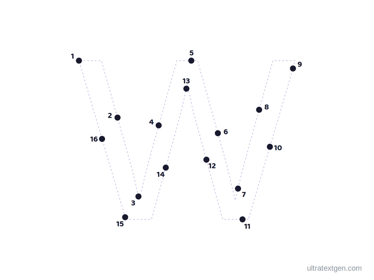 Letter W dot to dot: numbered dots to connect that reveal the letter