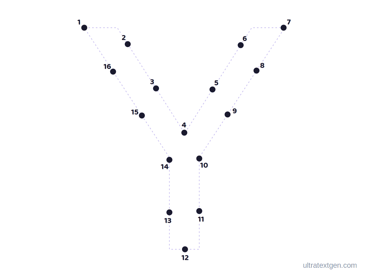 Letter Y dot to dot: numbered dots to connect that reveal the letter