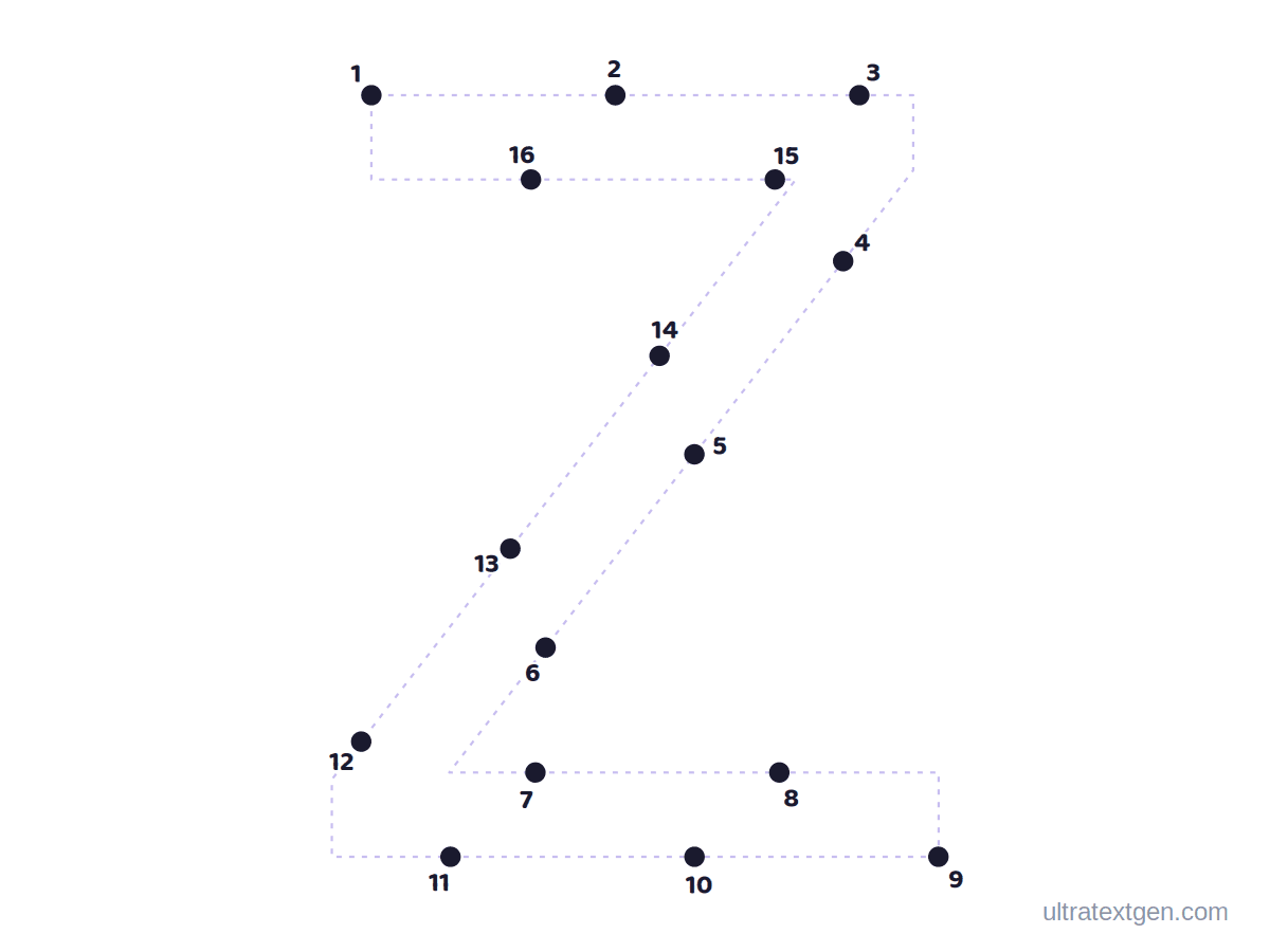 Letter Z dot to dot: numbered dots to connect that reveal the letter